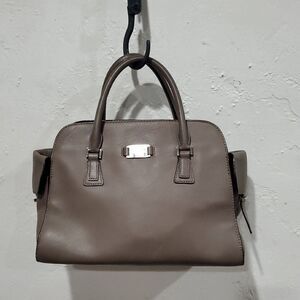 Michael Kors Collection Elegant Mia Satchel In Taupe